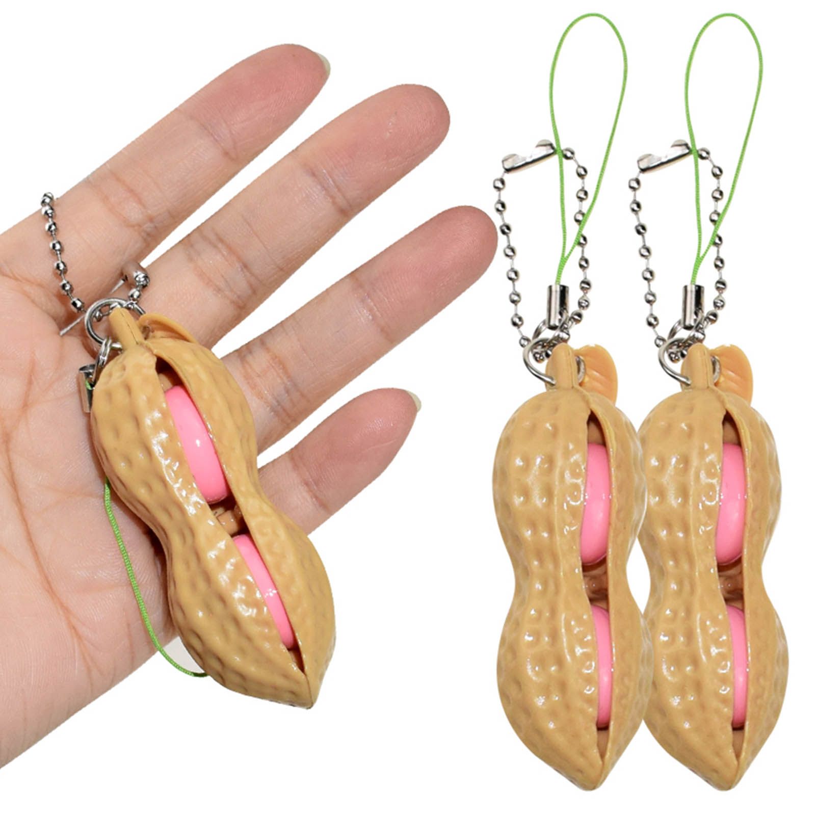 Fidget Toys Peanut Stress Relief Keychain Bag Purse Pendant
