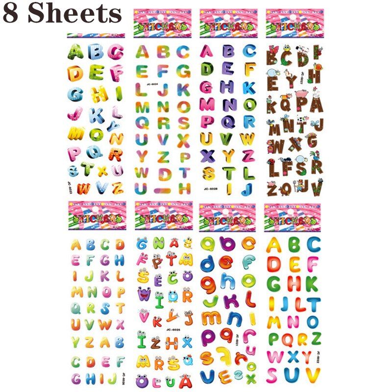 20 Sheets 3D Cartoon Stickers Princess Animal Puffy Stickers Kids Early Educational Cognition Stickers Children Birthday Gifts