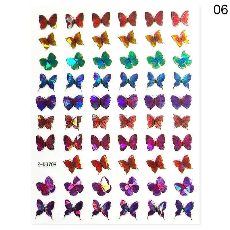 1 Sheet 3D Nail Stickers Butterfly Transfer Beautiful Nail Decals Nail Art Accessories DIY Design