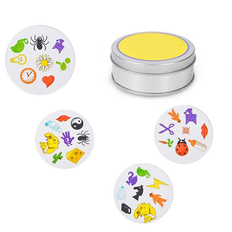 Child Board Card Game Spot It Card Games Iron Box Sport Animals Chess Board Games Toy Children Family Interactive Game Kids Gift