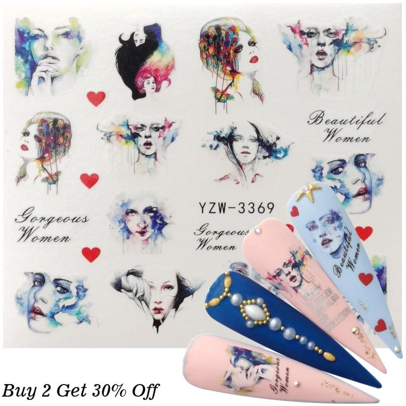 2020  Designs Colorful Nail Water Decals Slider Dream Catcher Feather Balloon Unicorn Nail Wraps Watermark Tattoo Decor