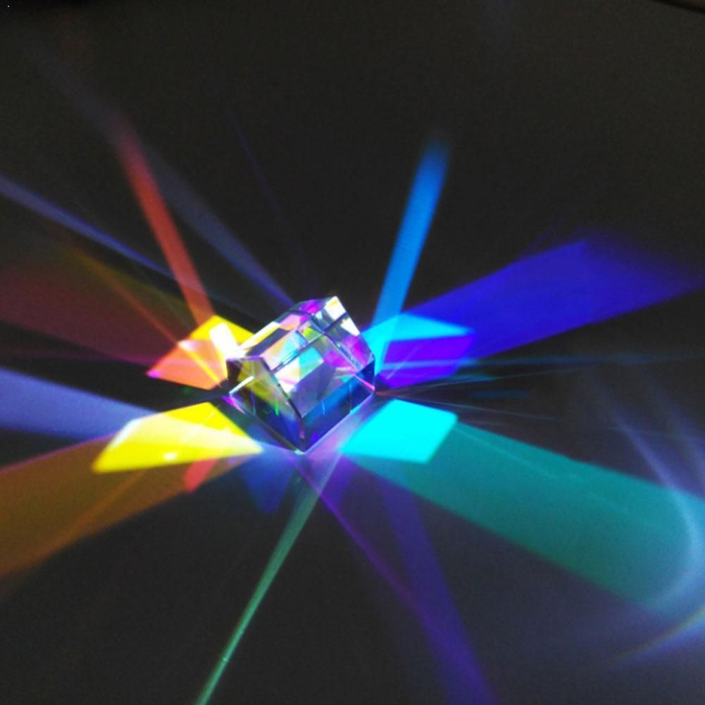 Optical RGB glass prism Colorful Prism X Cube Creative Shape Optical Lens Color Square Glass 20*20*18cm Prism Cabin V6N8