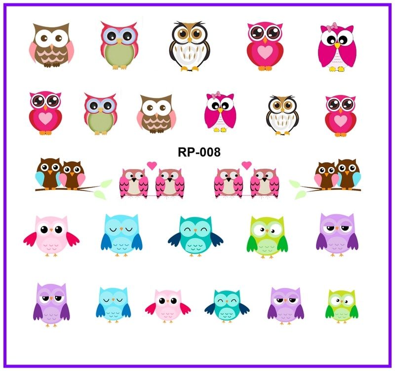 NAIL ART BEAUTY NAIL STICKER WATER DECAL SLIDER CARTOON LOVELY CUTE BIRDS OWL BAT RP007-012