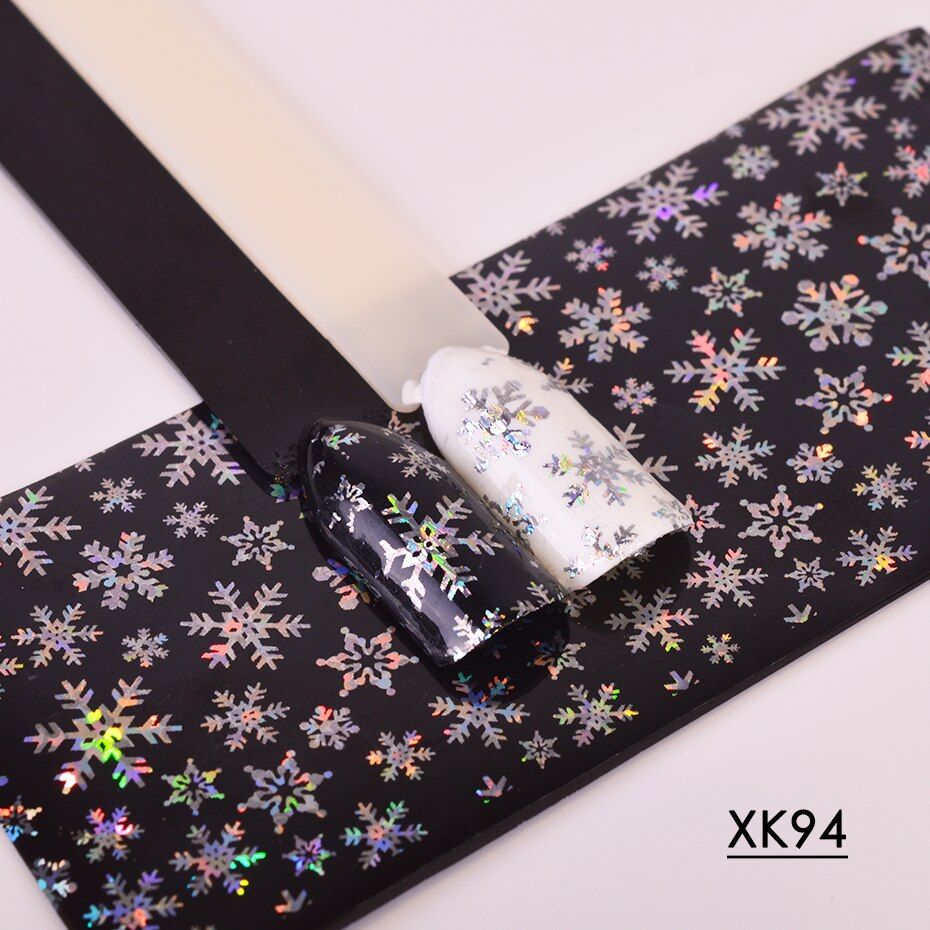 100*4cm Christmas Nail Foil Laser Snowflake Santa Claus Deer Nail Art Transfer Sticker Winter Manicure Decorations LYXK94-97-1