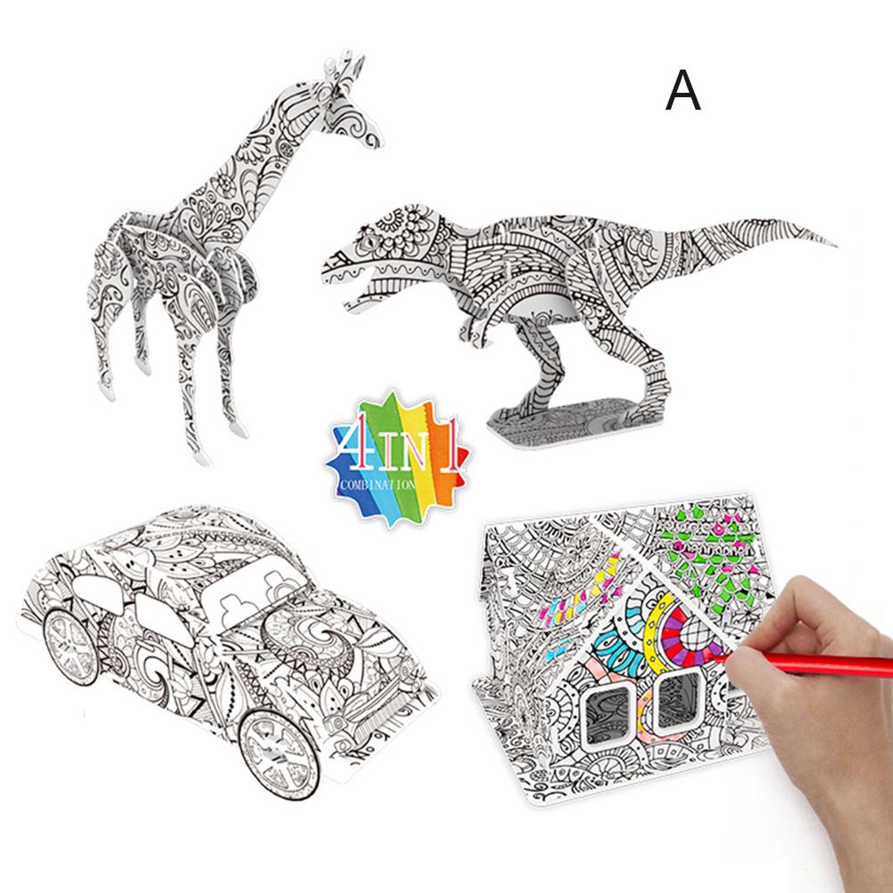 Children DIY Graffiti Painting Set 3D Three-Dimensional Puzzle Toy Kids Gift