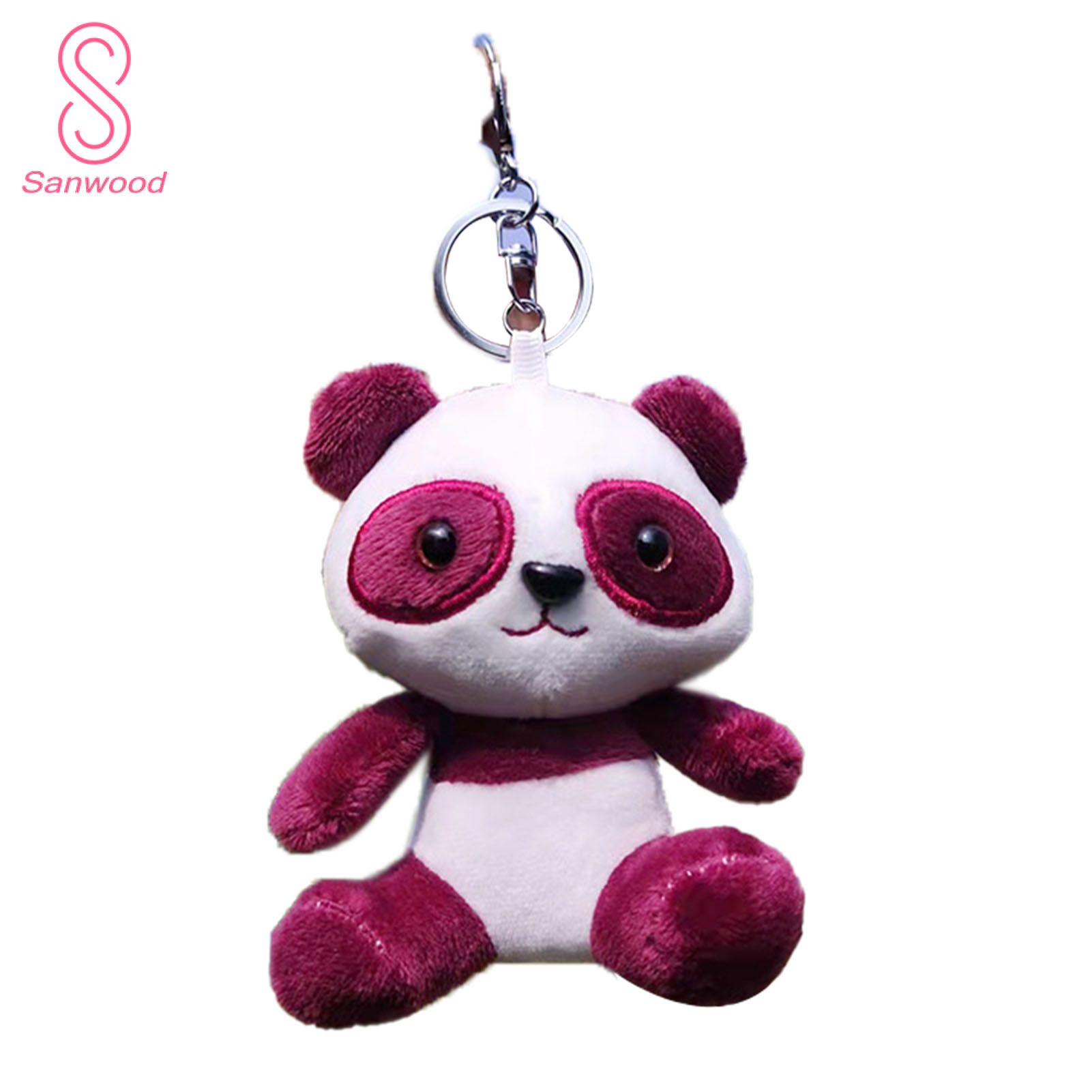 Panda Plush Key Chain Easy to Clean Cute Cartoon Panda Plush Stuffed Keyring