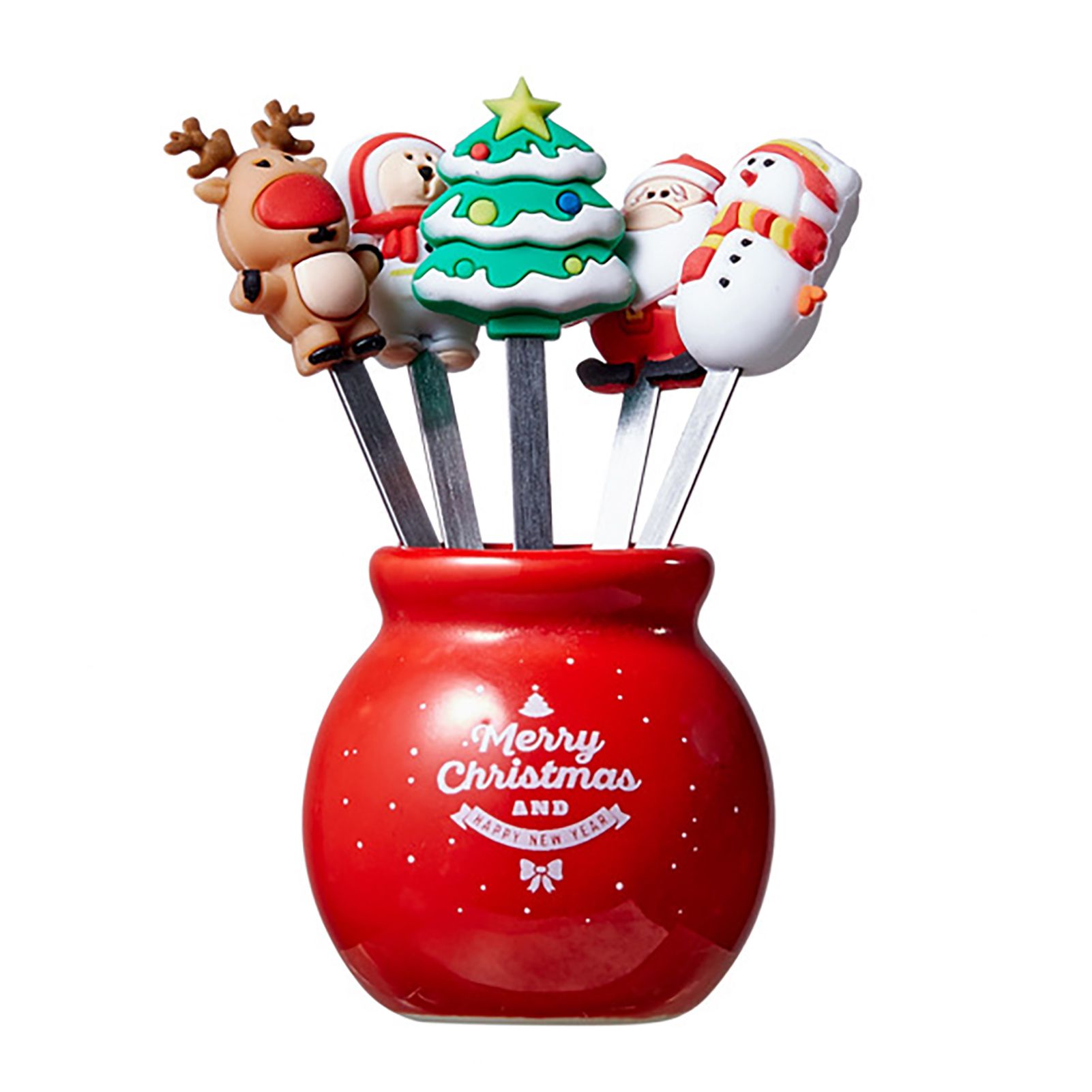 Ice Cream Forks Corrosion-proof Santa Claus Snowman X Cake Forks