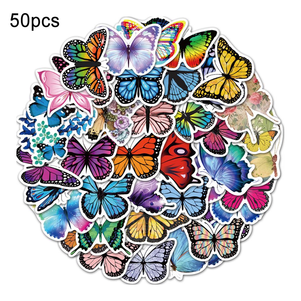 50Pcs Multicolor Butterfly Waterproof Stickers Decal DIY Fridge Suitcase Decor