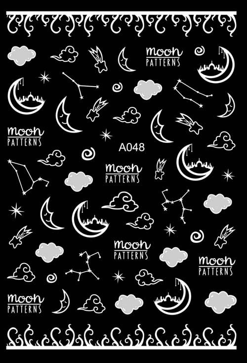 3D Nail Sticker Decoration Transparent Moon DIY Sticker Decals Tips Manicure Charm Design Adhesive for Nail Stars Moon Shadow
