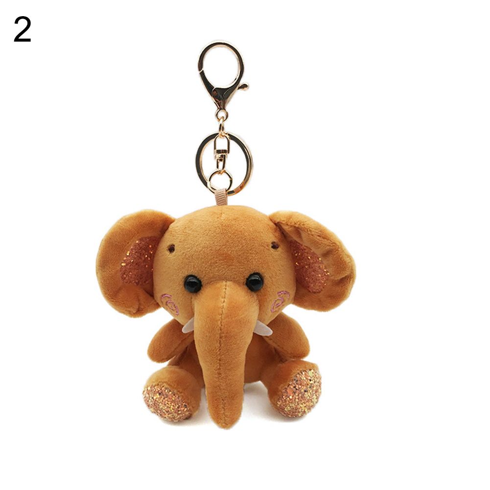 Mini Elephant Plush Stuffed Doll Pendant Keychain Key Chain Holder Bag Decor