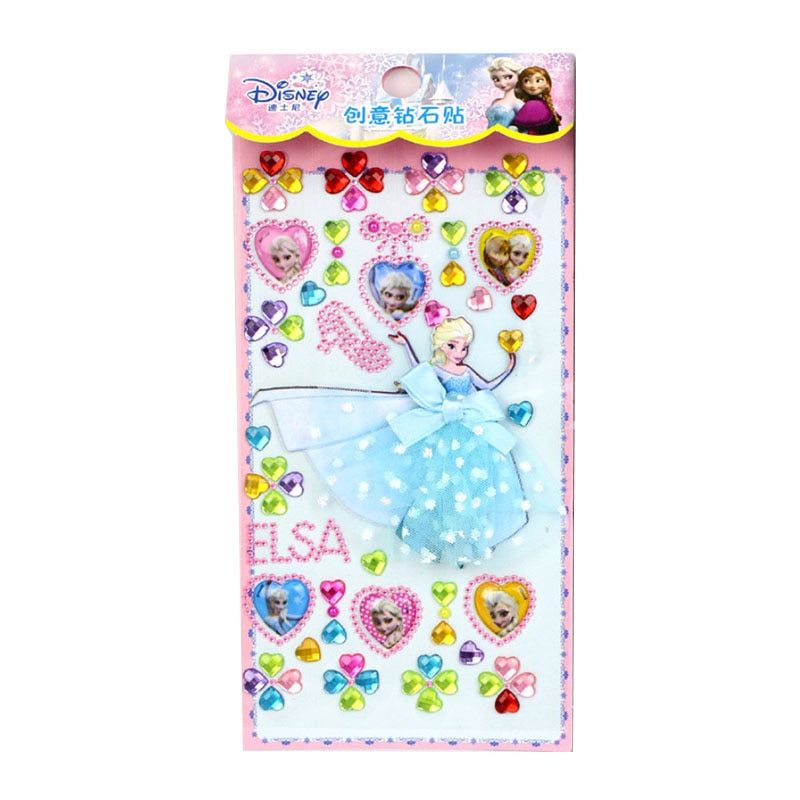 Disney 3D Diamond Stickers Cartoon Frozen2 Sofia Belle Princess Rapunzel Colorful Scrapbooking Bubble Gem Sticker Kids Toy Gift