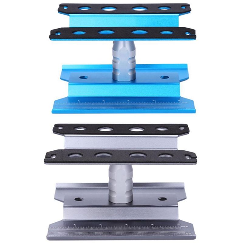 2 Set Metal Rc Car Workstation Work Stand Repair 360 Degree Rotation for 1/8 1/10 1/12 1/16 Scale Models,Grey & Blue