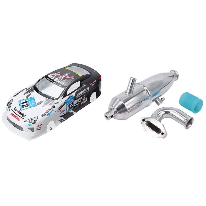 1/10 On-Road RC Car PVC Shell for LF-A Vehicle with Exhaust Muffler Pipe Tubing for 1/10 Nitro RC Model Car