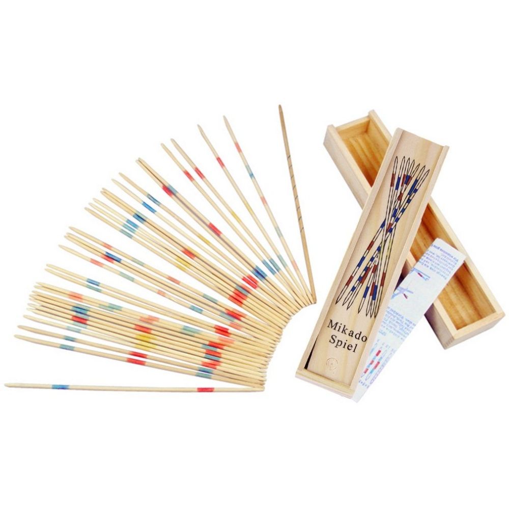 Baby Educational Wooden Traditional Mikado Spiel Pick Up Sticks With Box Game Multicolored