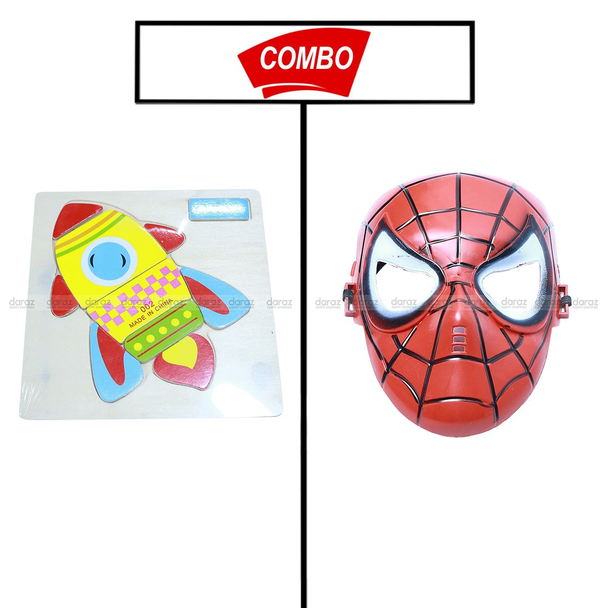 MINI ROCKET PUZZLE GAME & SPIDER MAN COSTUME MASK COMBO