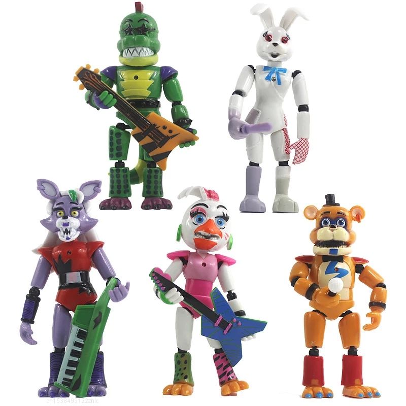 5pcs/set Five Nights At Freddys Action Figures Toy Security Breach Series Foxy Bonnie Fazbear PVC Dolls FNAF For Kid Gifts