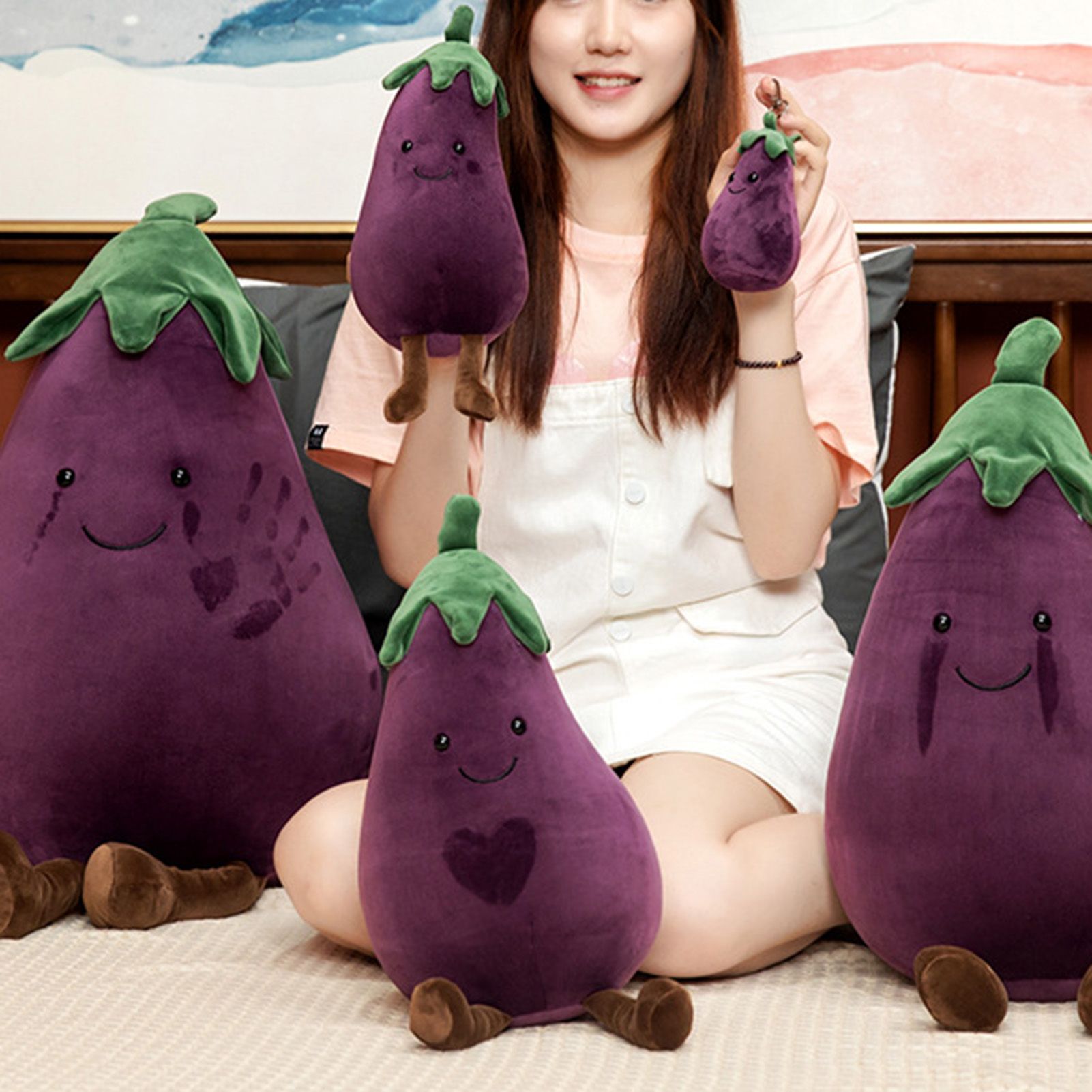 High Simulated Plush Doll Non-deforming Cartoon Cute Eggplant Plush Toy for Girl
