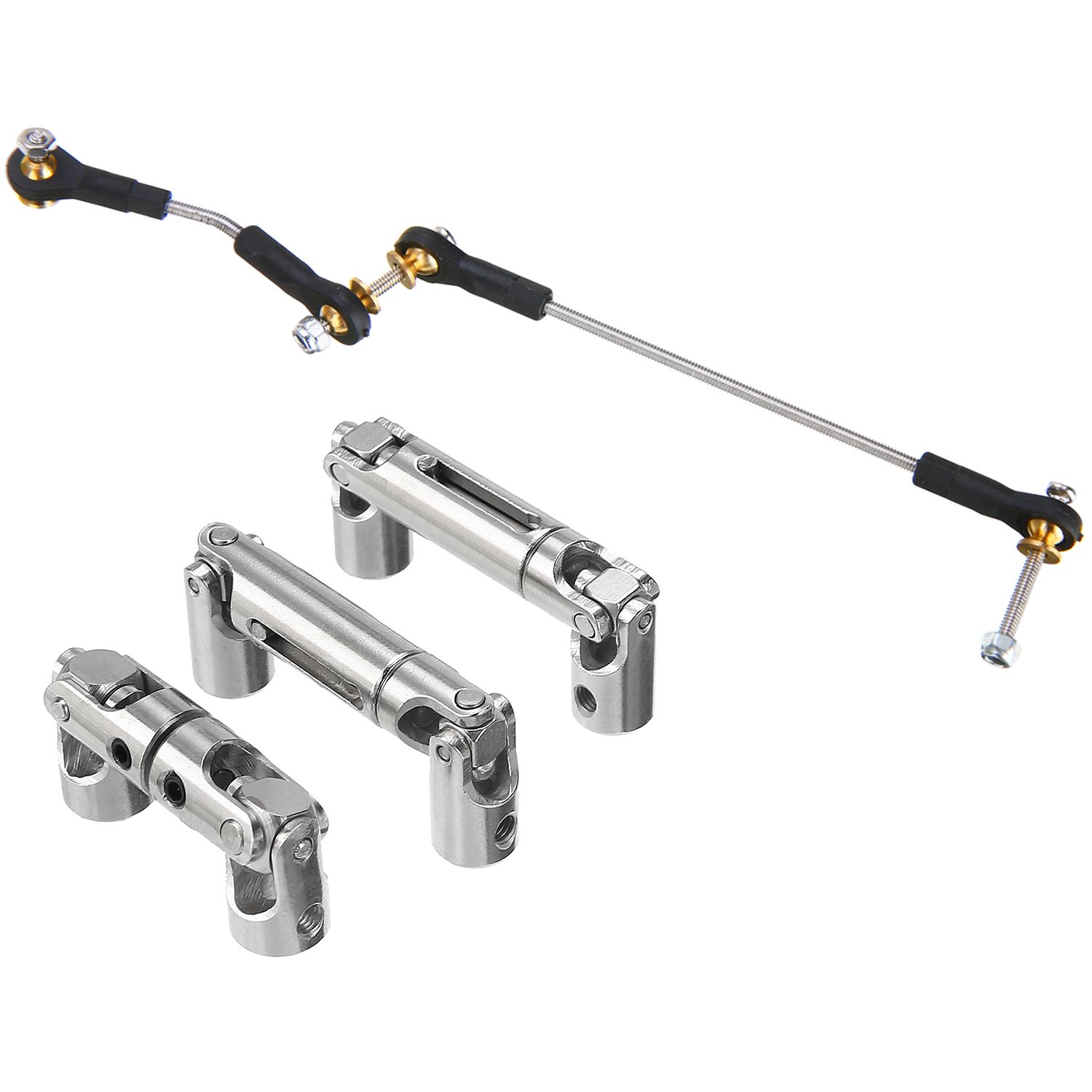 1 Set RC Car Steering Pull Rod Upgrade Part Metal RC Steering Rod with 3Pcs Upgrade Part Metal Drive Shaft