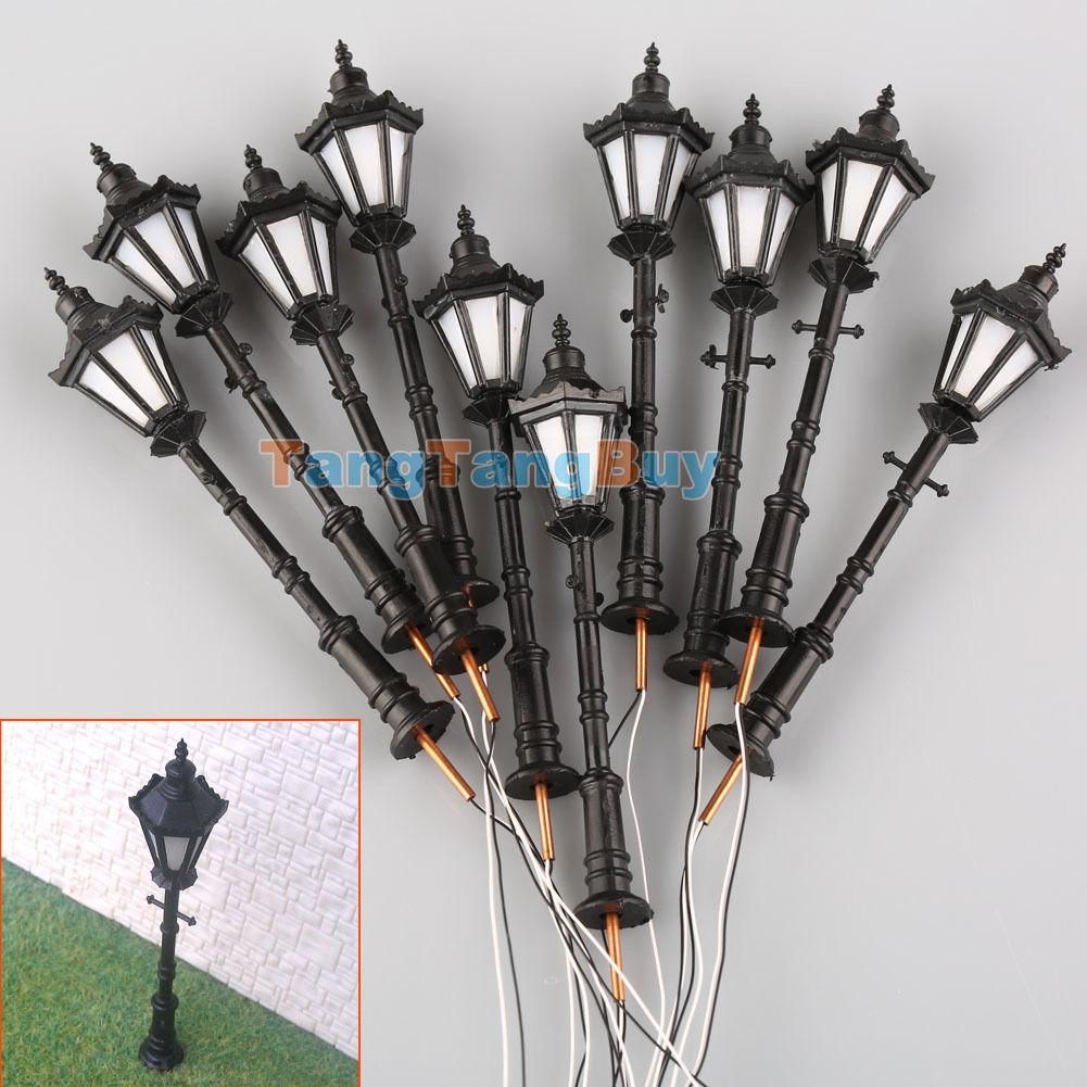 10x HO Scale Model Railway Led Lamppost Toys Games Lamps Wall Lights Courtyard Layout 1:75 -
