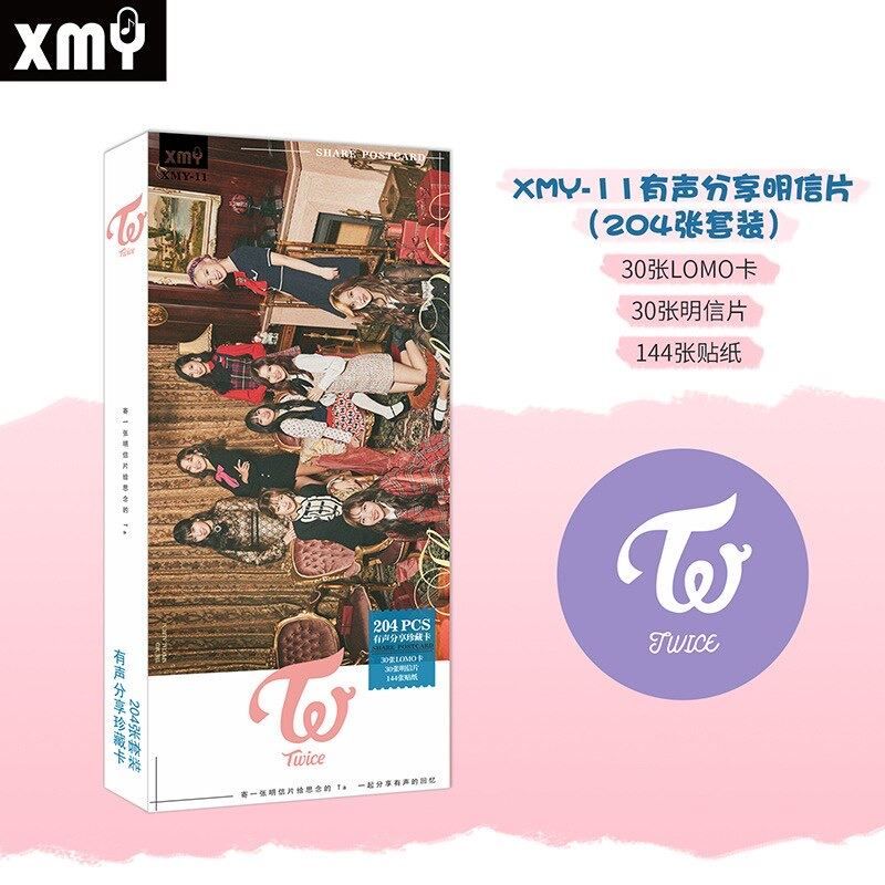 K-POP TWICE POSTCARD❤ 204 Pcs/Set TWICE LOMO Cards BANTAN Boys Photocards (30 Xlomo card + 30 X postcard + 144 X sticker)