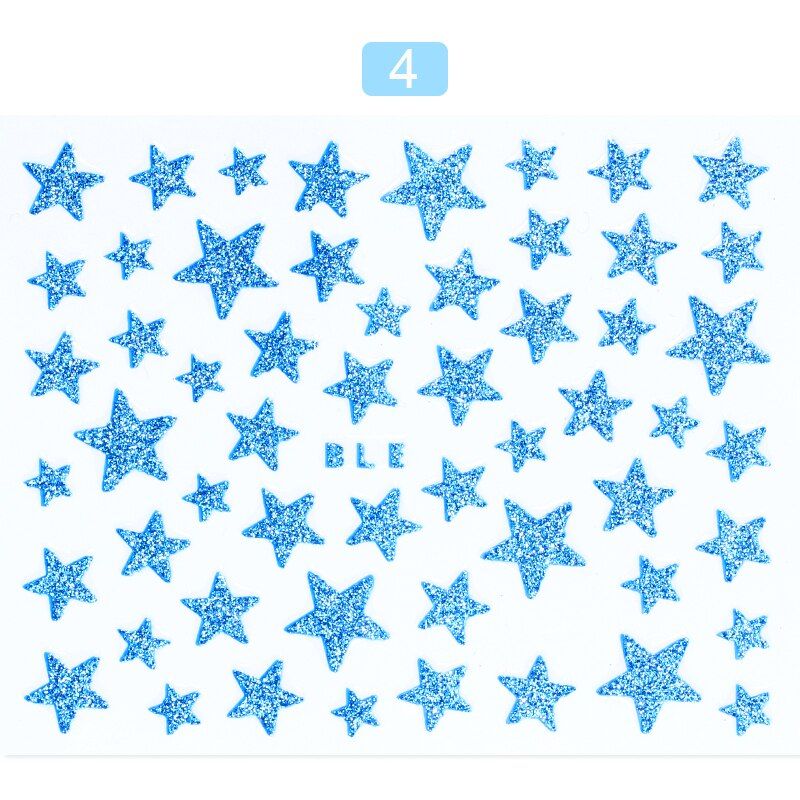 1 Sheet 3D Nail Slider Stars Glitter Shiny Decoration Decal DIY Transfer Adhesive Colorful Nail Art  Tips