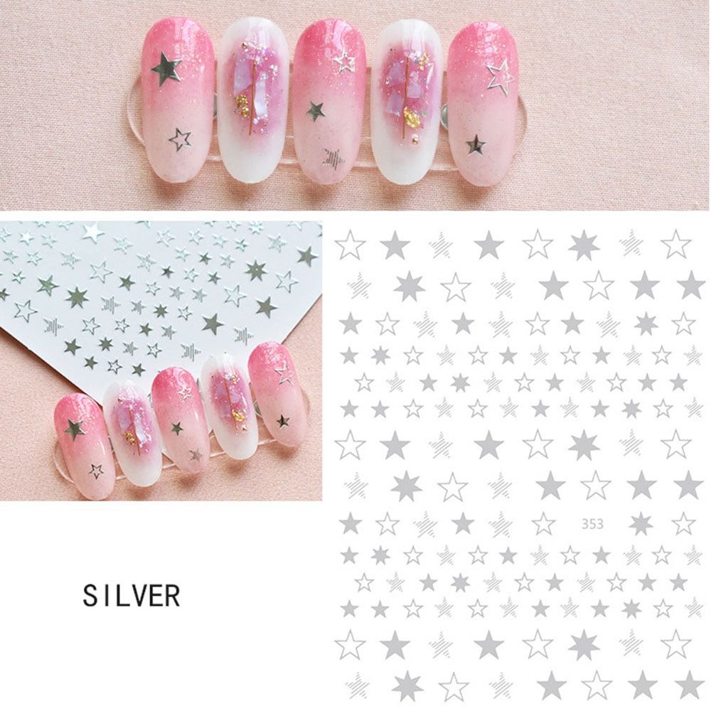 New 3D Nails Art Sticker Lovely Stars Geometry rose gold Nail Ornaments self-Adhesive Nail Foil Sliders Manicure Accessories