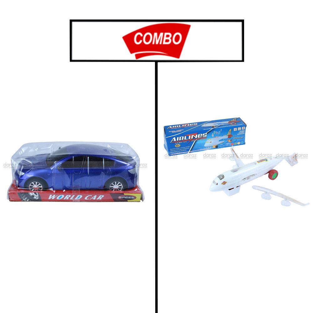 RACING TOY CAR & AIR LINE PLANE COMBO PACK FOR KIDS