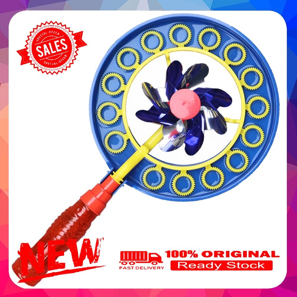 Children Handheld Windmill Manual Bubble Blowing Wand Stick Kids Outdoor Toy