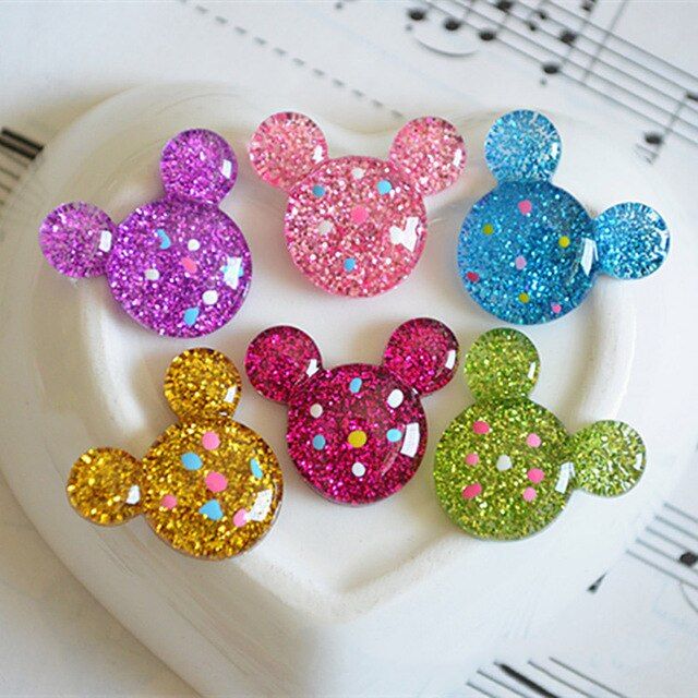 5PCS Cartoon Mouse Head Polymer Slime Charms Lizun Modeling Clay DIY Accesorios Box Toy For Children Slime Supplies Filler