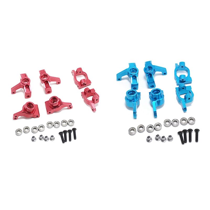 2set Front Wheel Seat Rear Wheel Seat C-Shaped Seat RC Car Accessory Set for WLtoys 144001 1:14 Blue & Red