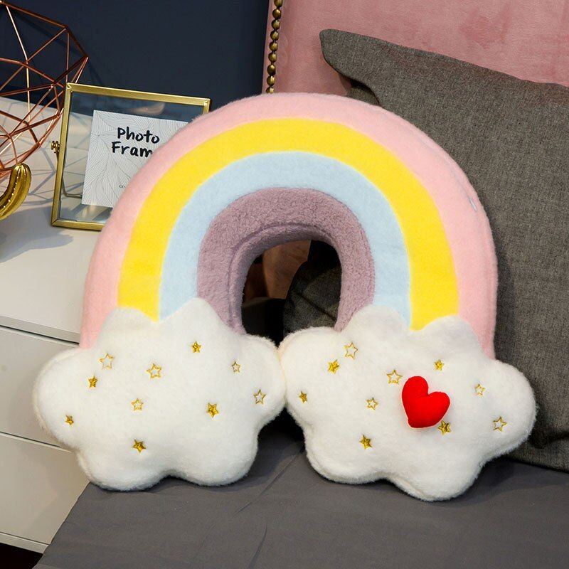 plush colorful rainbow cloud sun star throw pillow sun rainbow plush toy baby kids bedroom decoration pillow