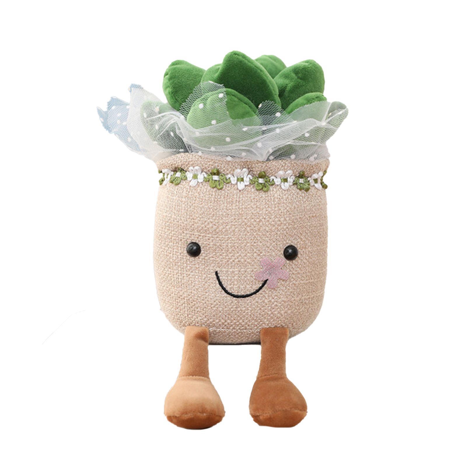 Plant Plush Toy Smiling Face Comfortable Succulent Plant Stuffed Doll Ideal Gifts Home Decoration for Wedding