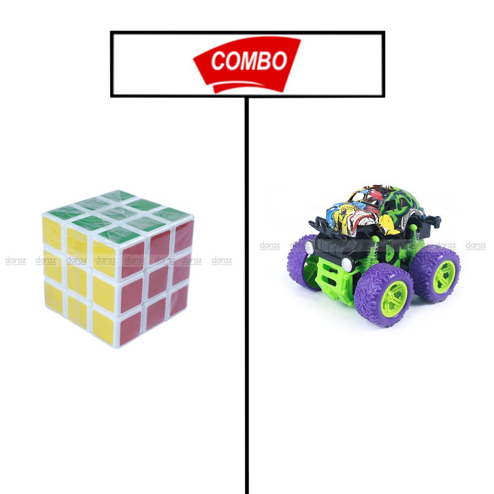 3X3 Rubiq Qube & Plastic Spring Car Combo
