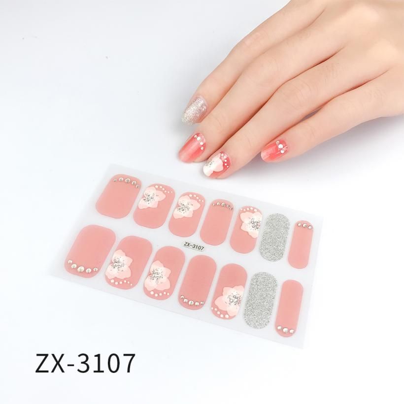 Recuerdame 1pc Flower Nail Sticker 2020  Styles 3D Rhinestones Adhesive Sliders for Women Nails Art Decal Manicure Drop Ship