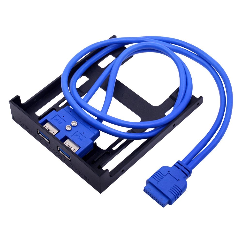 Harmony 2 Ports USB 3.0 Front Panel Floppy Disk Bay 20 Pin USB3.0 Hub Expansion Cable Adapter Plastic Bracket for PC Desktop