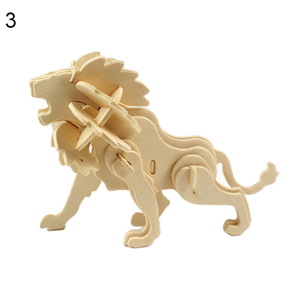 3D Wooden Blank Puzzles DIY Animal Model Crafts Kits Education Kids Toy Gift