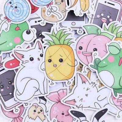 11PCS Cute food cartoon Kids Fun Paper Stickers Homemade Bookkeeping Decals on Laptop / Decorative scrapbooking / DIY