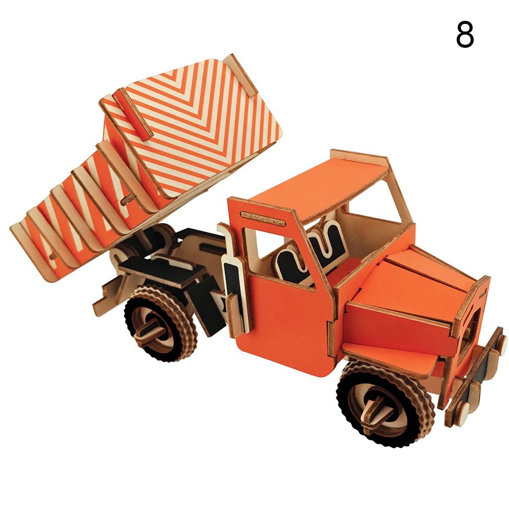 Wooden Painted 3D Bus Ambulance Race Car Puzzles DIY Assembly Education Kids Toy