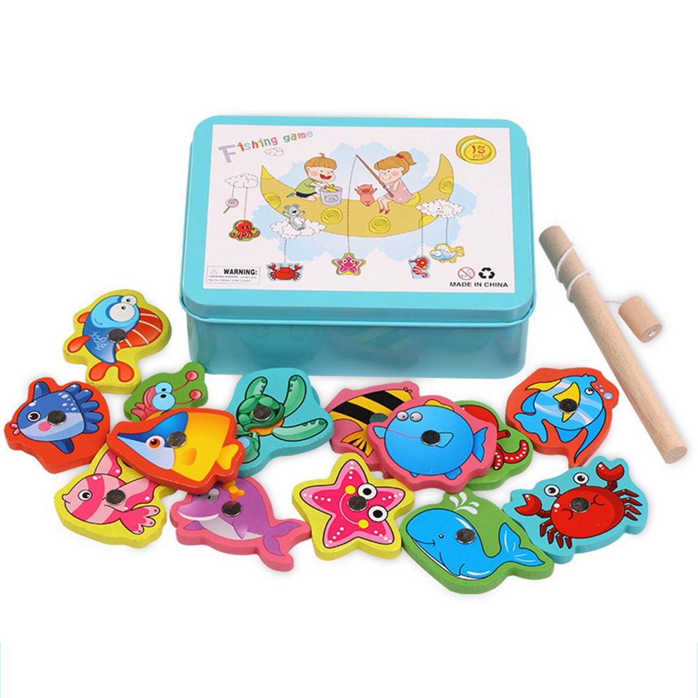 RCtown Baby Educational Toy For Children Fishing Wooden Game Novelty Toys Boy Girl Cognition Magnetic Toys Set Kids Gifts