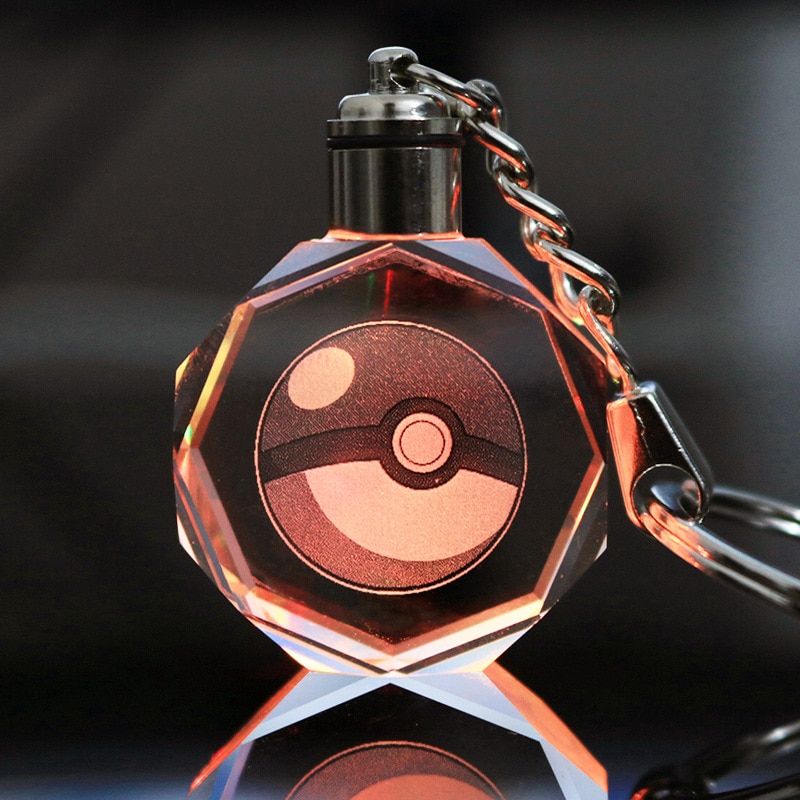 Pokemon Anime Figure Pikachu Togepi Charizard Eevee Jigglypuff Crystal Luminous Keychain Pendant Children's Toy Birthday Gifts
