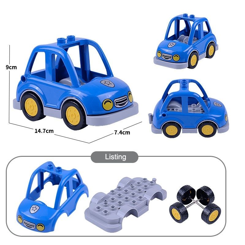 Classic City Cartoon Car Figures Toy Trailer Truck Tractor Airplane Model Building Block City Children Educational Toys Gift