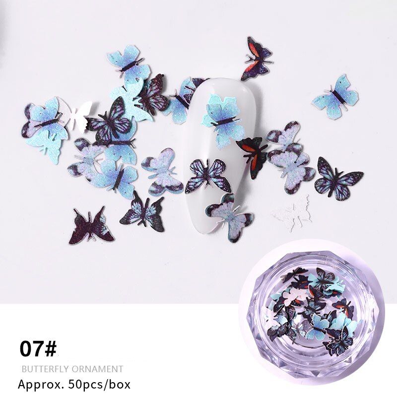 1 Box 3D Butterfly Nail Sequins Nail Art Flakes Slices DIY UV Gel Accessories Charm Manicure Decorations 12 Colors Optionals
