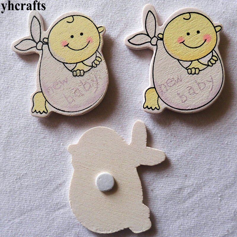 10PCS/LOT 2 color baby wood stickers Decorative stickers Kindergarten crafts Fridge stickersSchool ornament OEM