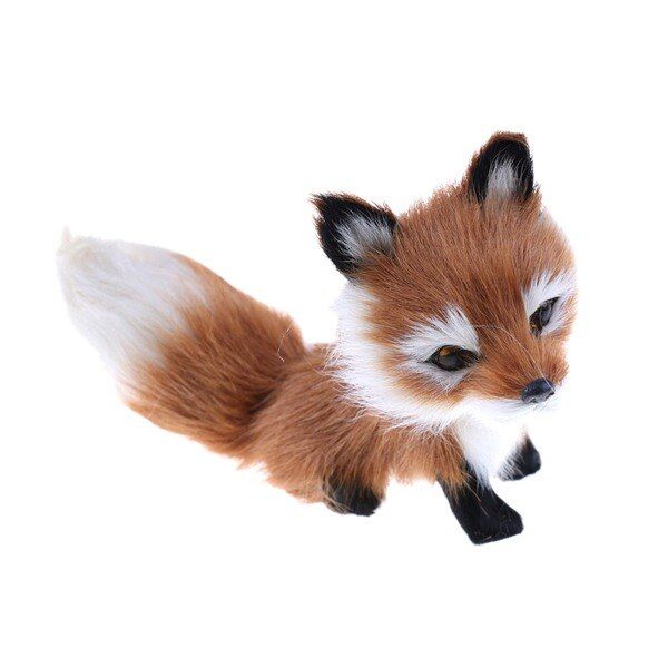 Cute Small Simulation Fox Toy Plush Mini Squatting Fox Model Home Decoration Wedding Birthday Gift Stuffed Plush Animal Doll