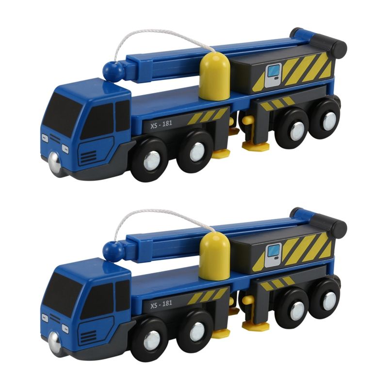 2X Train Toy Set Accessories Mini Crane Truck Toy Vheicles Kids Toy Compatible with Wooden Tracks Railway