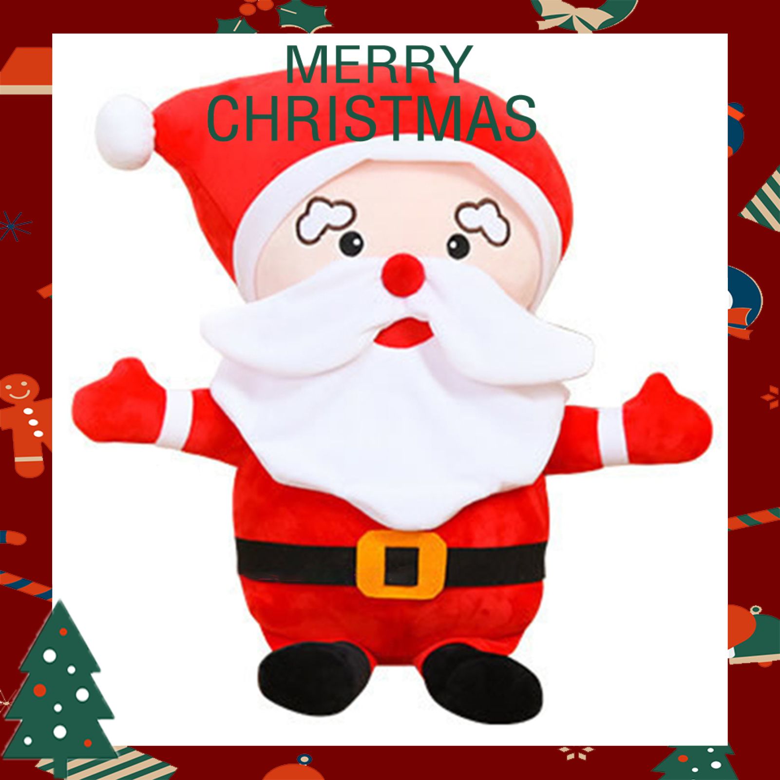 Greenhome Plush Doll Decorative Interesting Expression High Simulated Lovely Santa Claus Plush Toy for Entertainment