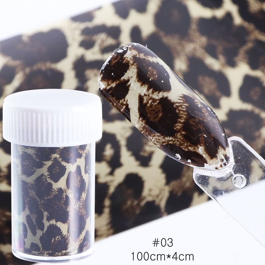 100x4cm Nail Foils Leopard Print Series Design Animal Starry Nail Art Transfer Wrap Decal Sticker Slider DIY Tips Manicure JI730