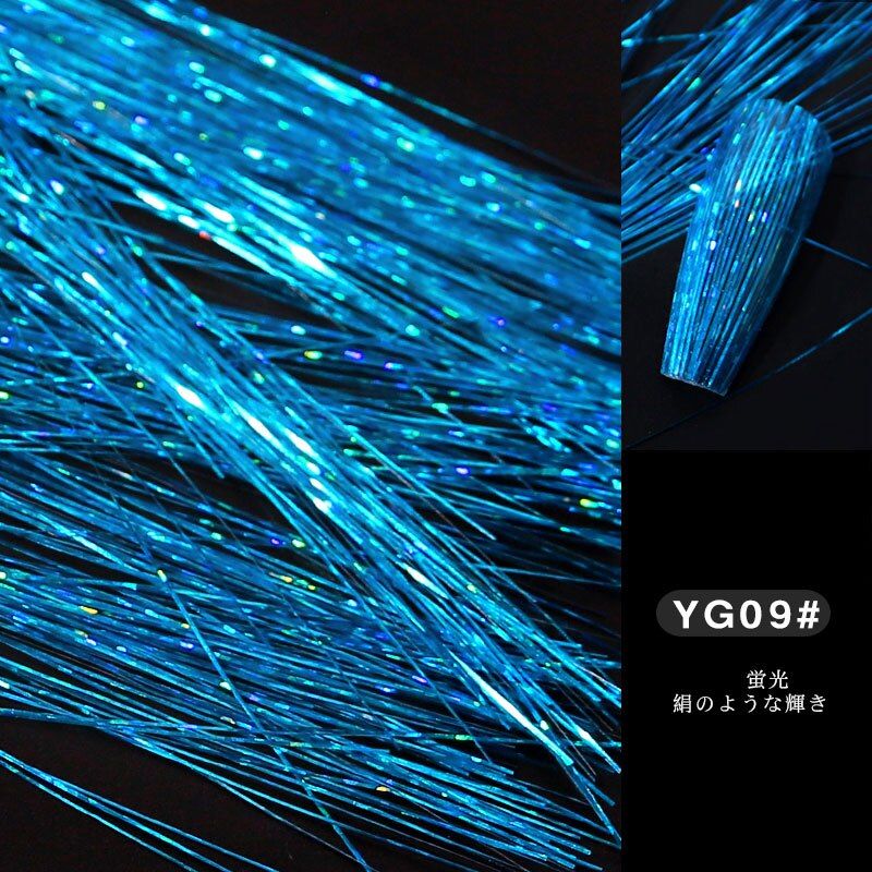 1Pack Fluorescent Thread Nail Sticker Laser Glitter Mesh Net Line Tape  Holographic 3D Colorful Silk Foils Nail Art Decorations
