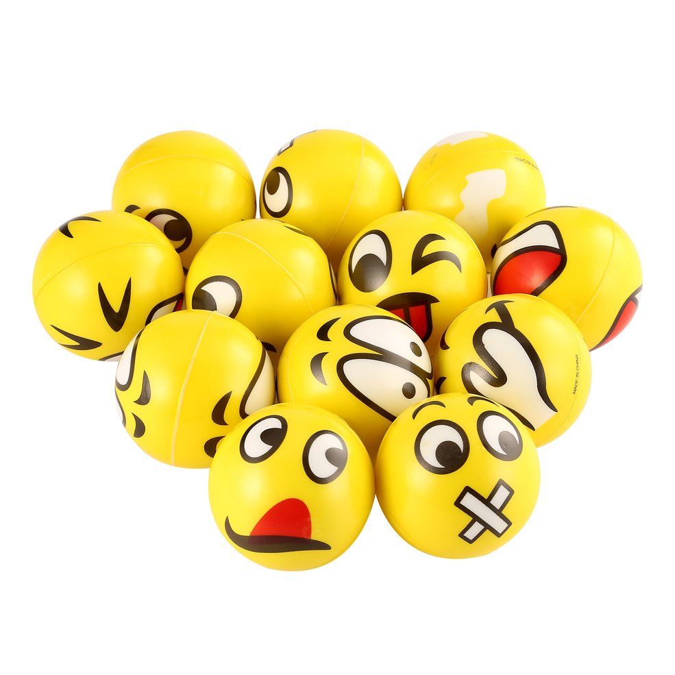 MA Yellow Facial Expression Stress Relief Sponge Foam Balls Hand Squeeze Toy