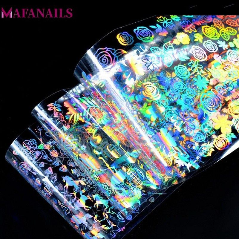 1 Sheet Holographic Nail Foils Dream Catcher/ Flower/ Heart/ Geometric Pattern Laser Nail Art Transfer Stickers Decals (NZ-05)